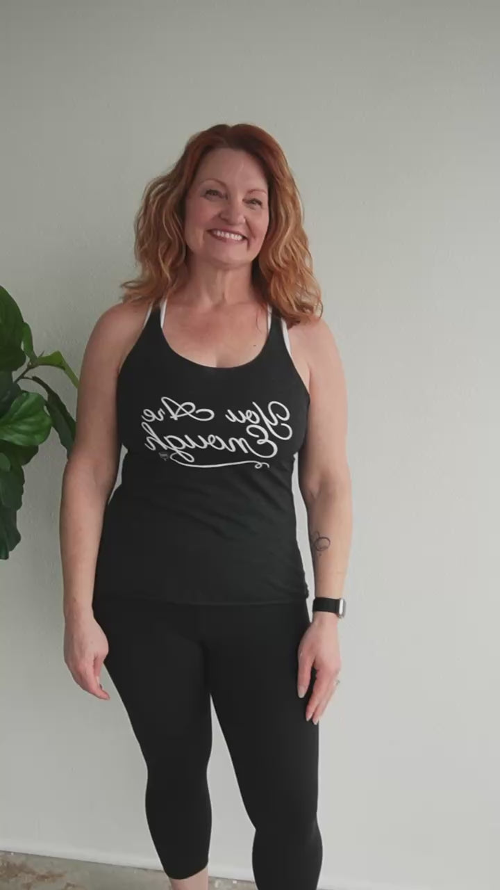 "You Are Enough" | Mirror Motivations™ Women's Racerback Tank – Black